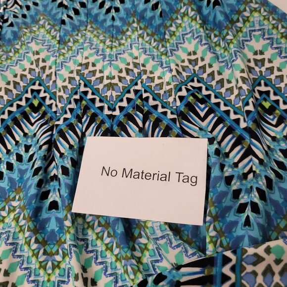 Cocomo Womens Liquid Knit Geometric Top Size 3X Blue Roll Tab Sleeve Y Neck - Picture 5 of 8